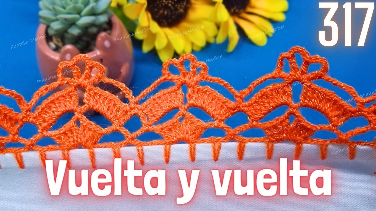 Como tejer una linda puntilla a vuelta y vuelta muy fácil 🤭 317