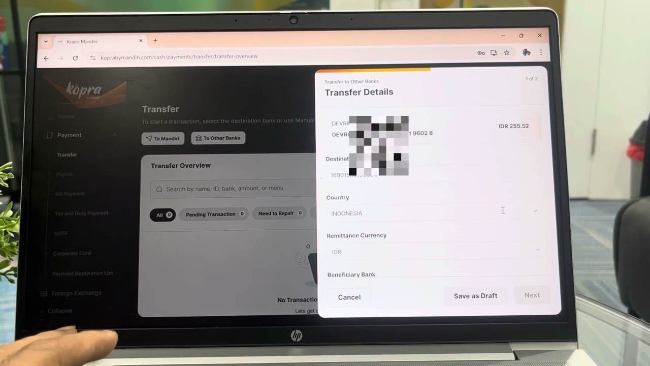 Cara transfer di kopra terbaru