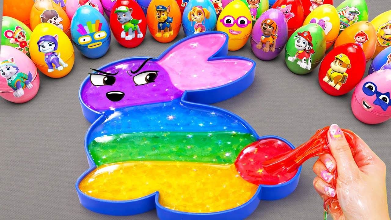 Satisfying ASMR | Making Jelly Rabbit Slime Bathtub by Mixing Paw Patrol Mystery Eggs CLAY Coloring
