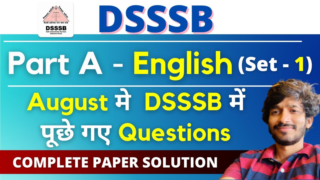 DSSSB Part A -  English  07/08/2021 | Complete Paper Explanation | Vinay Sir