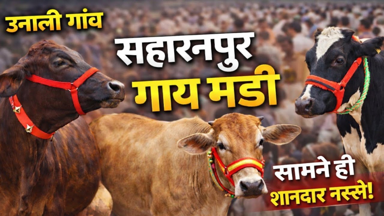 जिला सहारनपुर के उनाली गांव में सजी विशाल गाय मंडी | अलग-अलग नस्लों की गायों की जमकर खरीदारी 