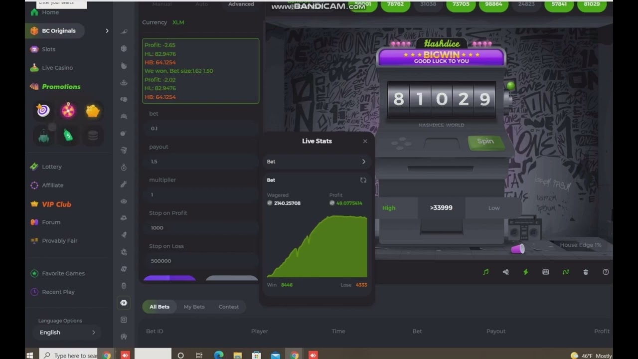 BC.GAME Hash Dice Script 2022 | Huge XLM Profit a Day