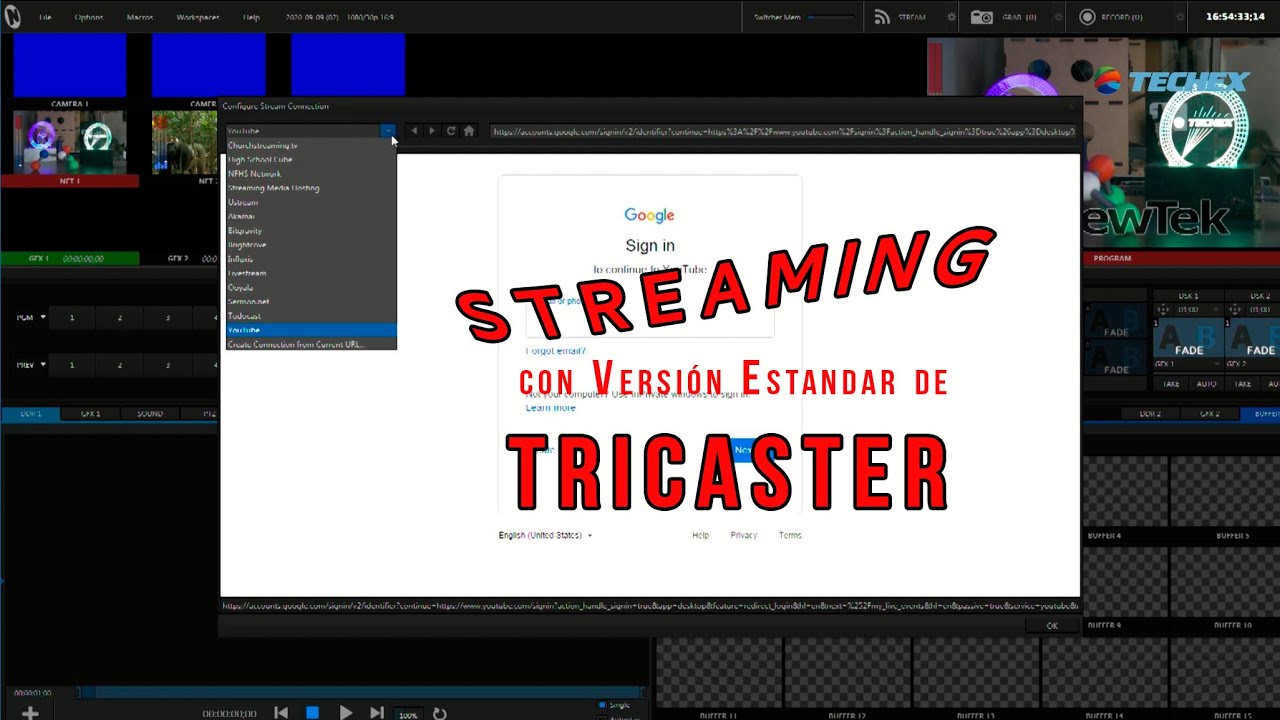 Streaming a Facebook y YouTube usando la versión Estándar de NewTek TriCaster