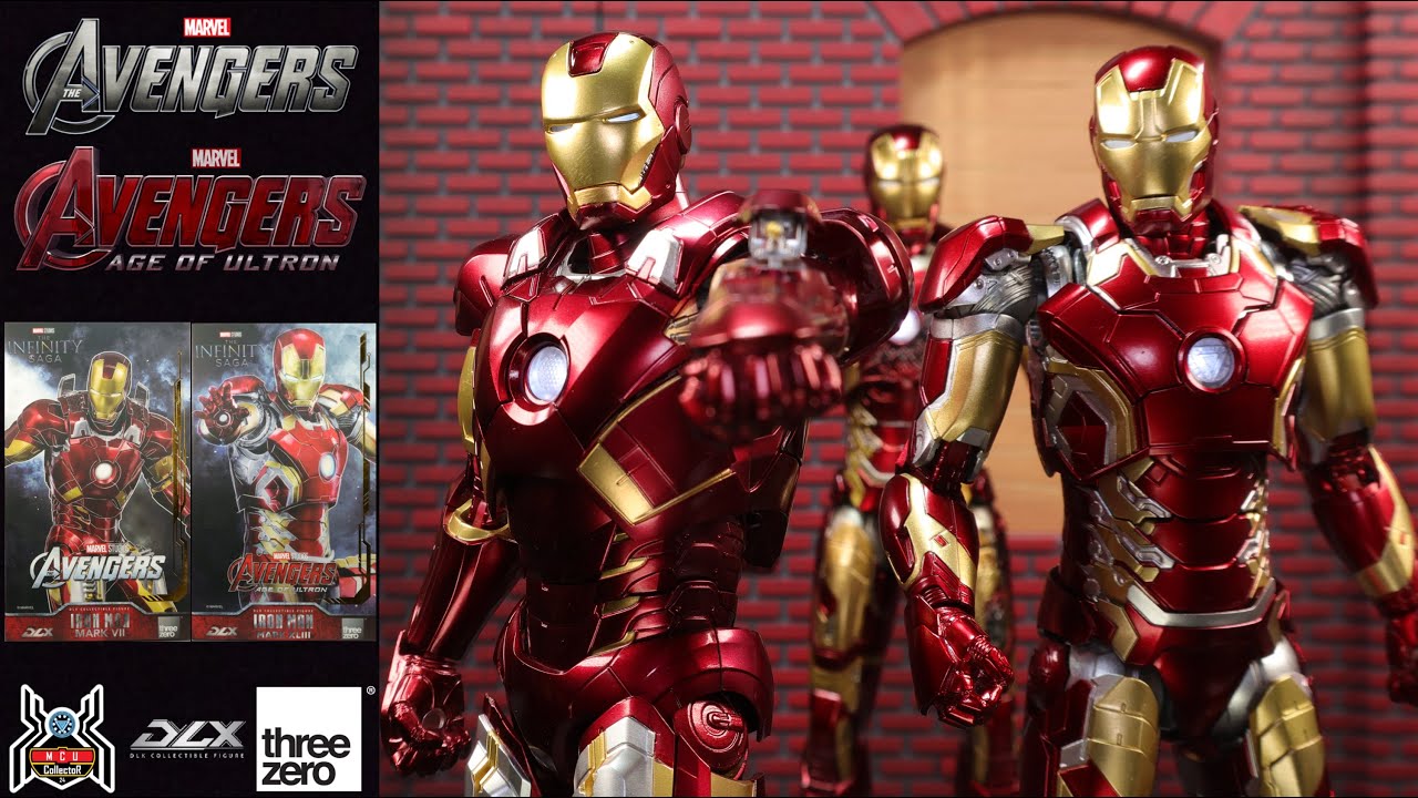 threezero DLX IRON MAN Mark 7 and Mark 43 Marvel Studios Infinity Saga MCU Avengers Figure Review