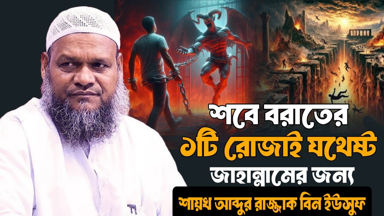 আজকে শবে বরাতের রাতে ১টি রোজাই যথেষ্ট আপনাকে জাহান্নামে নিয়ে যাওয়ার জন্য। আব্দুর রাযযাক বিন ইউসুফ