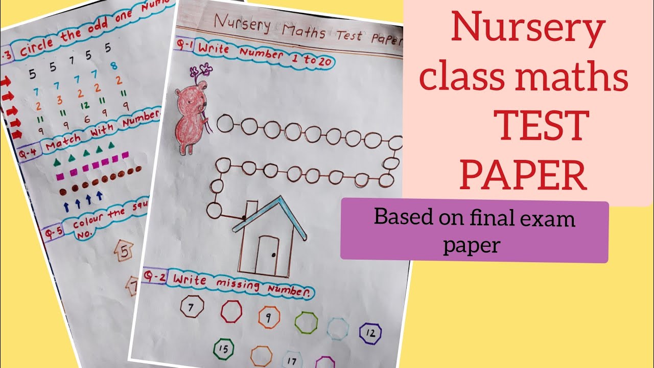 nursery maths Test paper/nursery class maths sample paper 2022-23 /nursery class Teaching