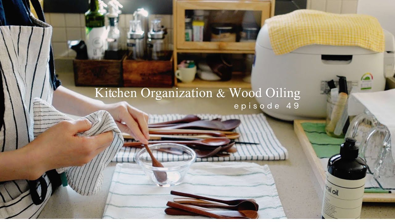 Ep49. 나의 주방에도 봄이와요🌱 | Kitchen Organization & Wood Oiling  | #kitchen #살림브이로그🏡