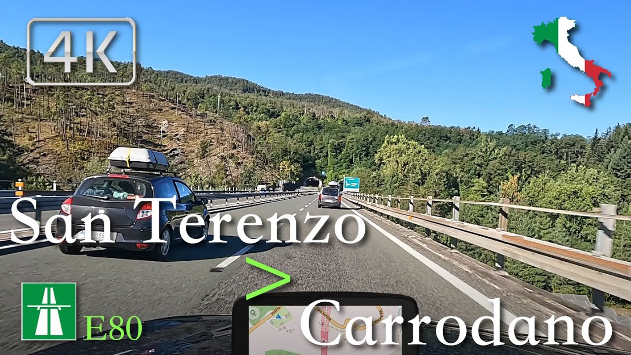 ASMR Highway Drive (Liguria), Italy [E80 | San Terenzo ⩾ Carrodano] July 2022 🌞