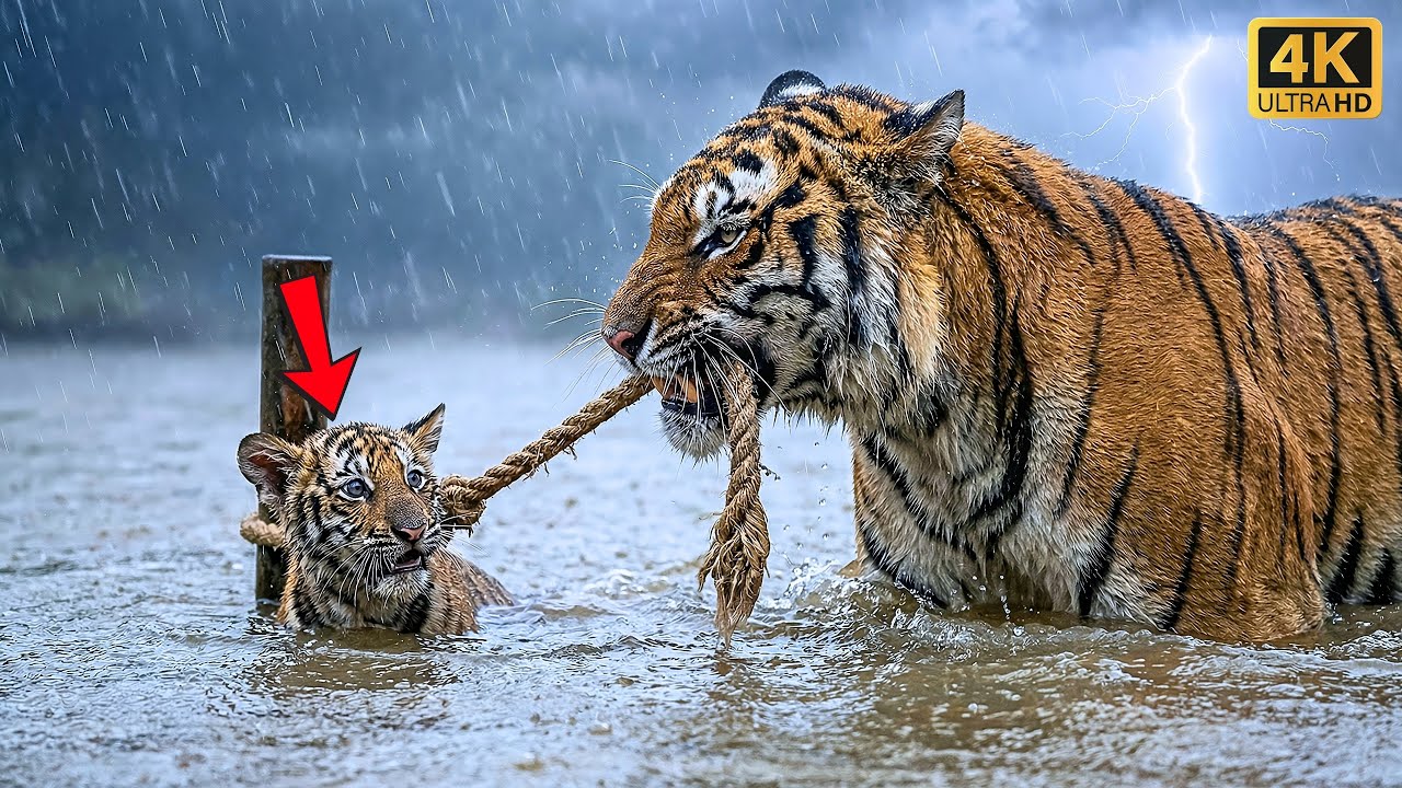 RESCATÓ cachorro de TIGRE AHOGÁNDOSE en tormenta - lo que PASÓ después DEJÓ a todos en SHOCK