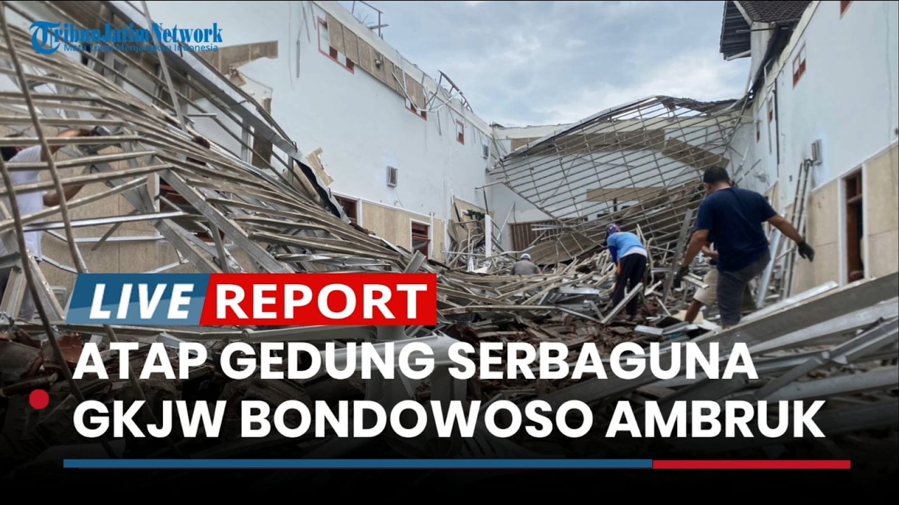 Cuaca Ekstrem Sebabkan Atap Gedung Serbaguna GKJW Bondowoso Ambruk