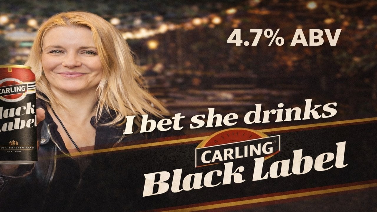 Carling Black Label 4.7% ABV (ребрендинг). Угадайте, кто вернулся? Банка 90 пенсов.