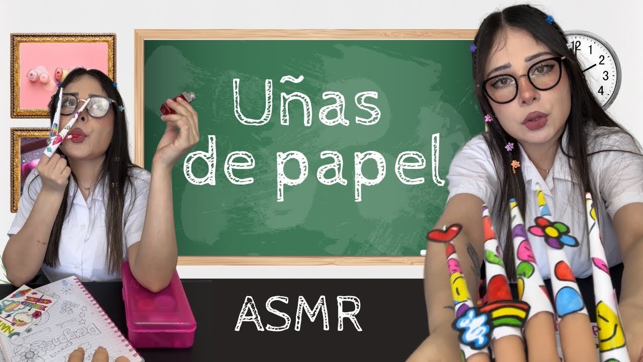 Version larga : Te hago las uñas de papel 💕 #asmr #uñas #diy