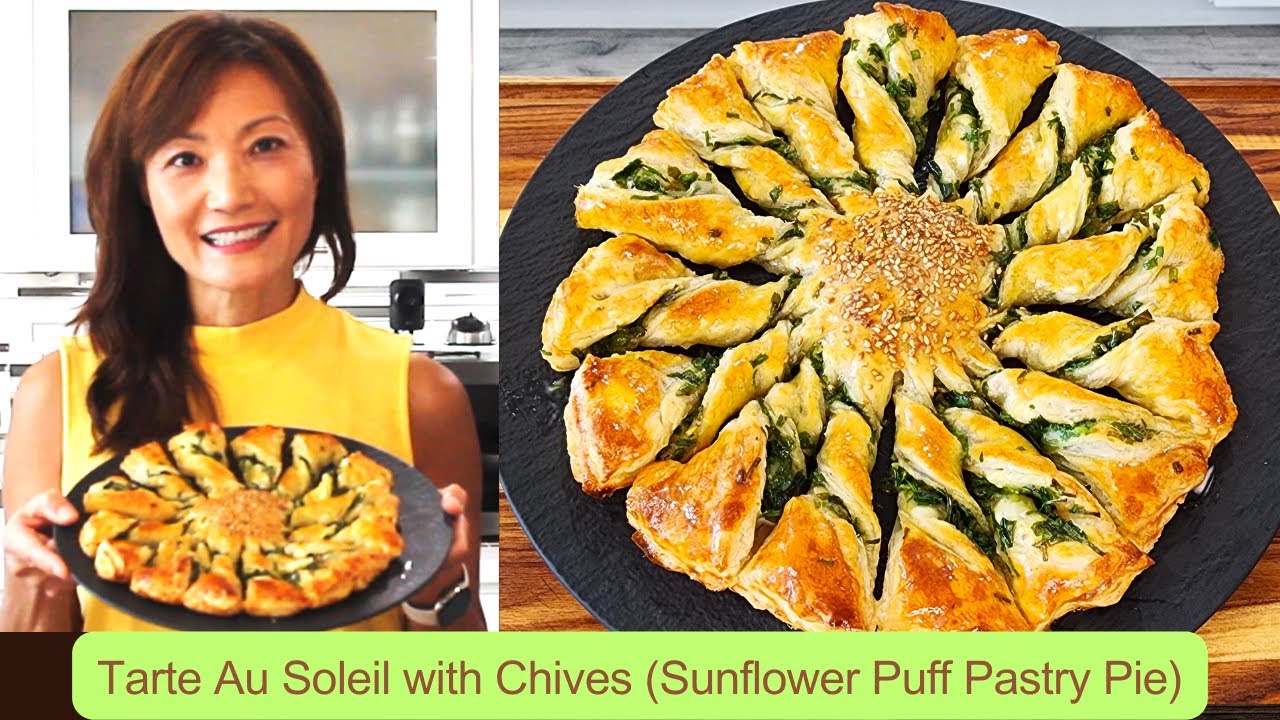 Tarte Au Soleil with Chives (Sunflower Puff Pastry Pie)/ 韭菜向日葵酥餅/부추해바라기파이