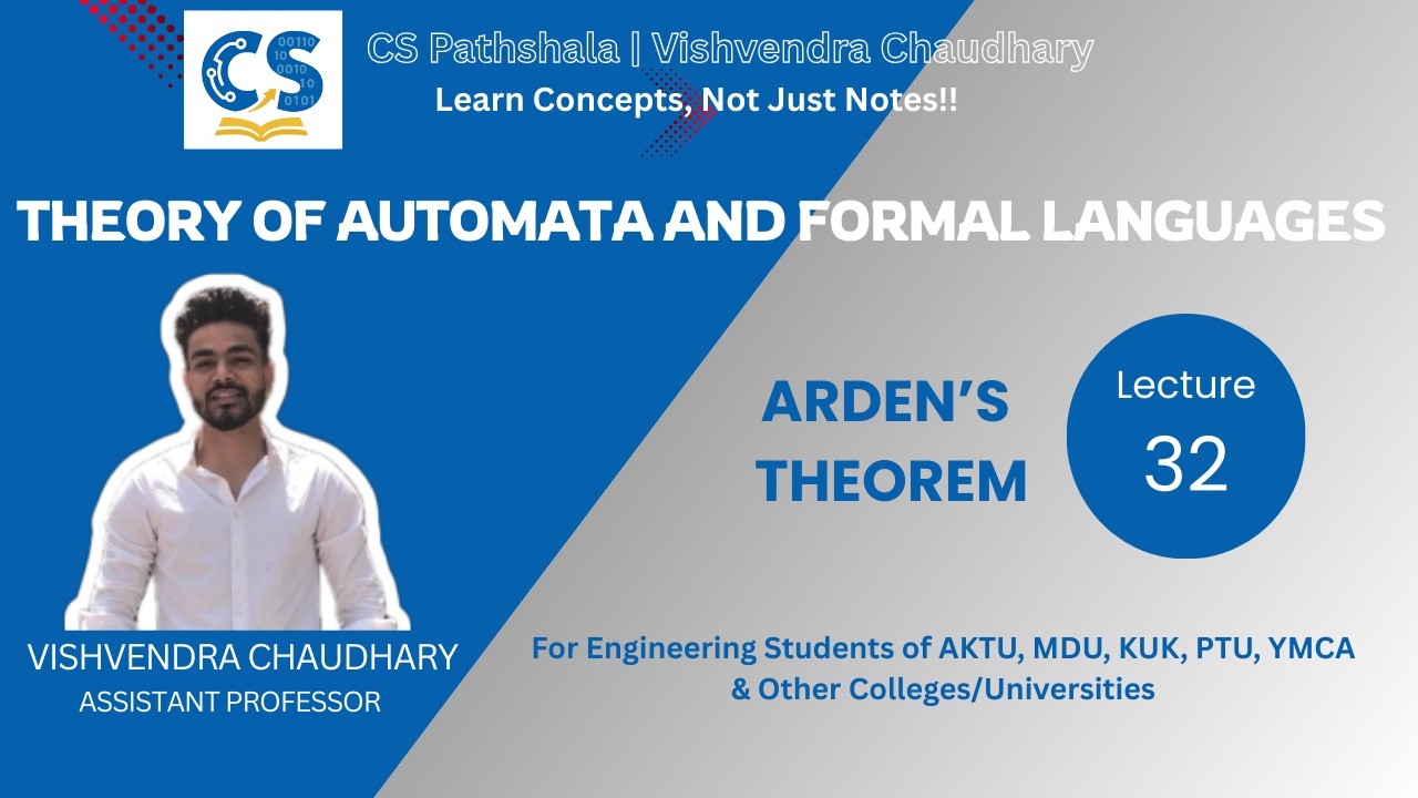 TAFL | Unit-2 | Lecture-32 | Arden's Theorem | AKTU B.Tech CSE