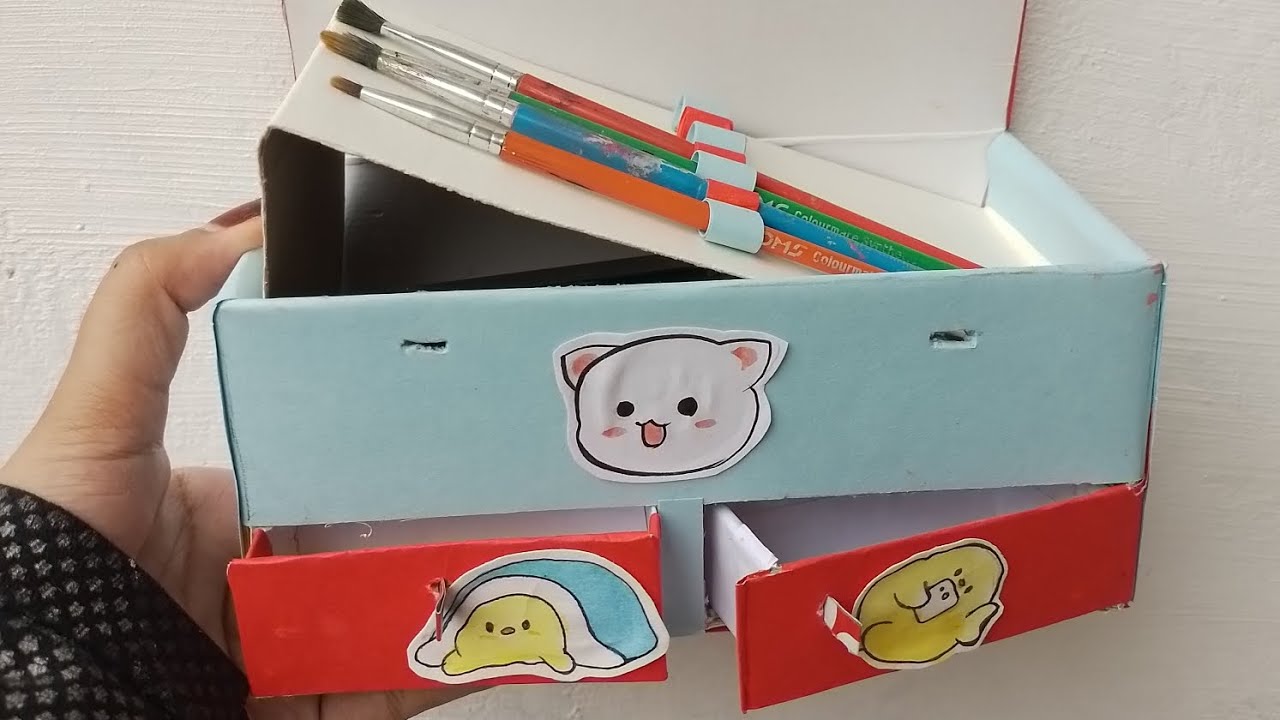 How To Make Pencil Box With Waste Toothpaste Box / diy pencil box with waste box #pencilcase #diy