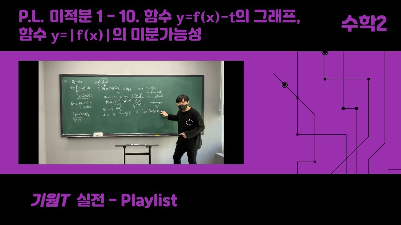 P.L. 미적분 1 - 10. 함수 y=f(x)-t의 그래프, 함수 y=|f(x)|의 미분가능성