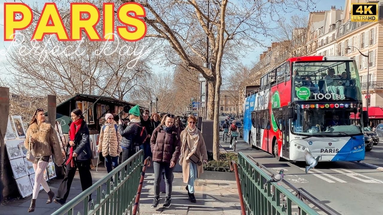 Paris, France 🇫🇷 - 4K PARIS Walk February, A PERFECT Day In Paris ❤️ With Captions ▶️1H19
