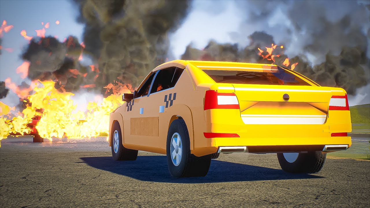 Cars vs Spinning Flamethrower - Brick Rigs