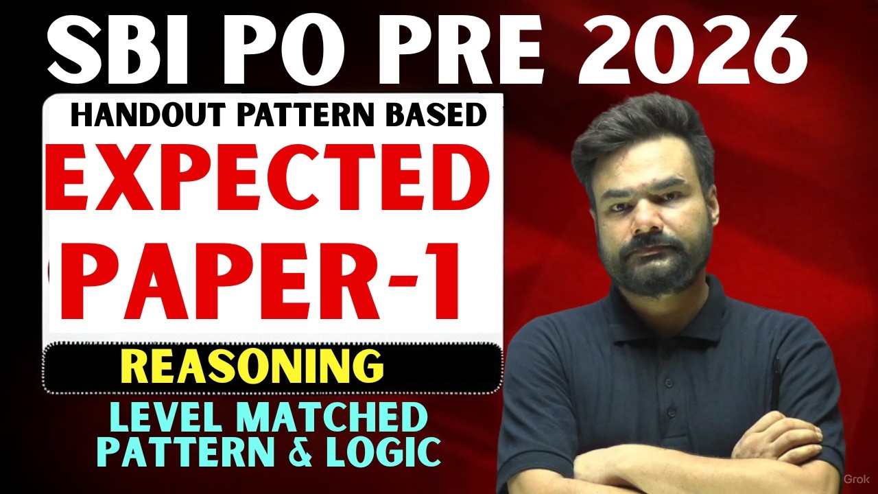 SBI PO Pre 2026 | Reasoning Expected Paper - 1 | Official Handout Pattern | Most Important Questions