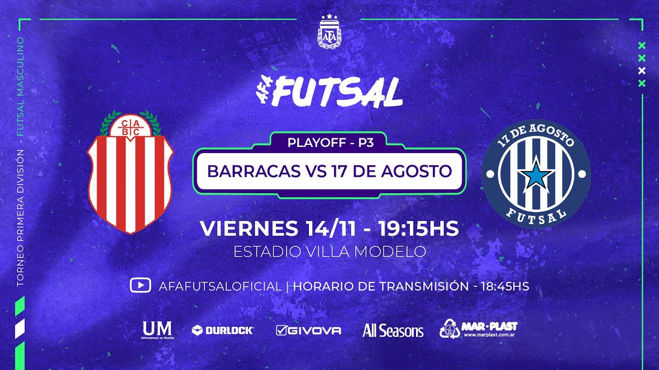 ⚽🇦🇷 Futsal | Primera A masculina 2025 | Cuartos de final | Juego 3 | Barracas Ctral vs 17 de Agosto