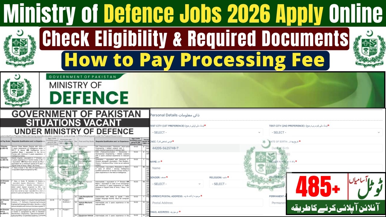 Ministry of Defence Jobs 2026 Apply Online | MOD Jobs 2026 | 485+ Vacancies | Latest Govt Jobs