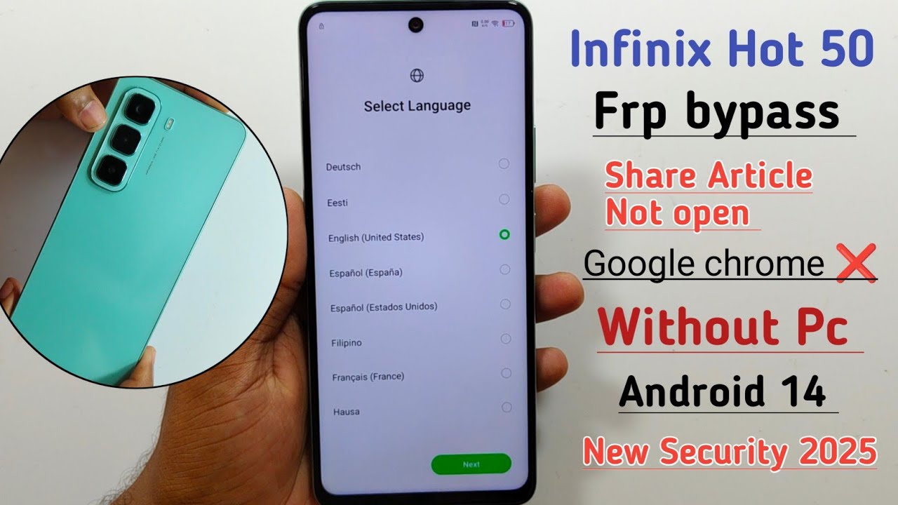 Infinix Hot 50 Frp Bypass Android 14✓Share article Not working✓Google chrome Not open ( New Update )