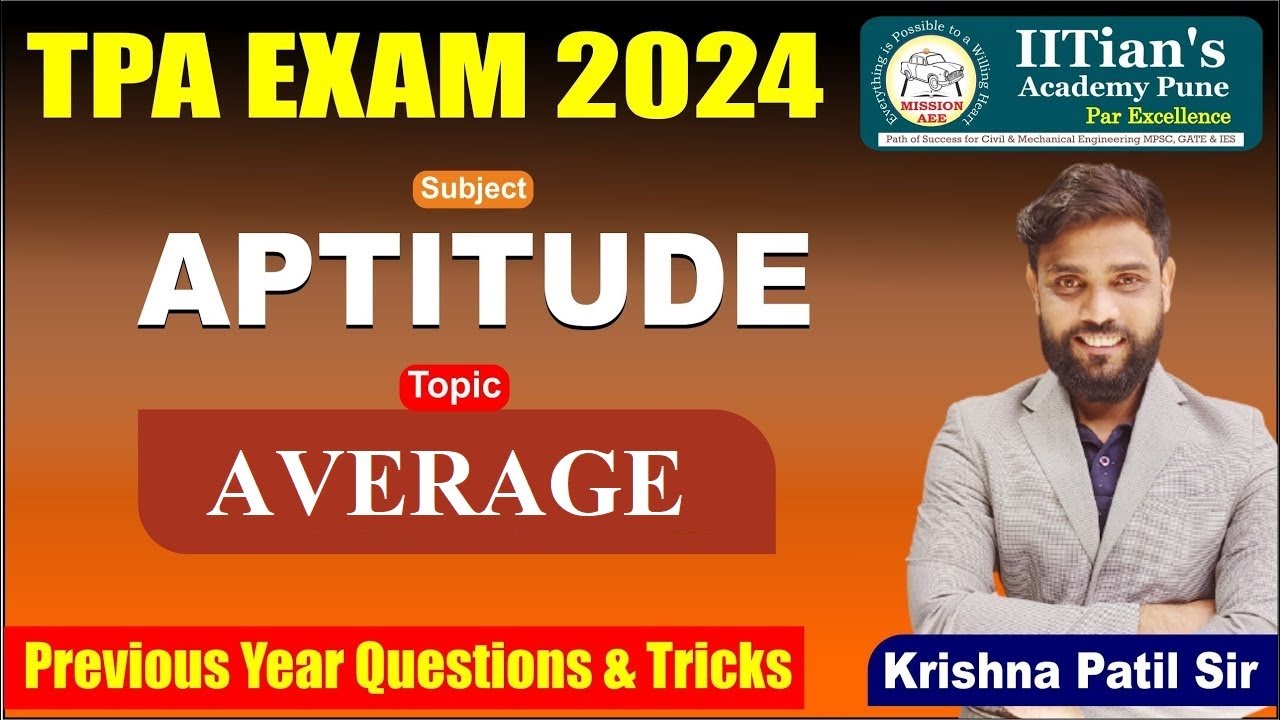 Town planning Assistant | TPA Exam 2024 | Aptitude | AVERAGE L1 | IITian's Academy Pune #aptitude
