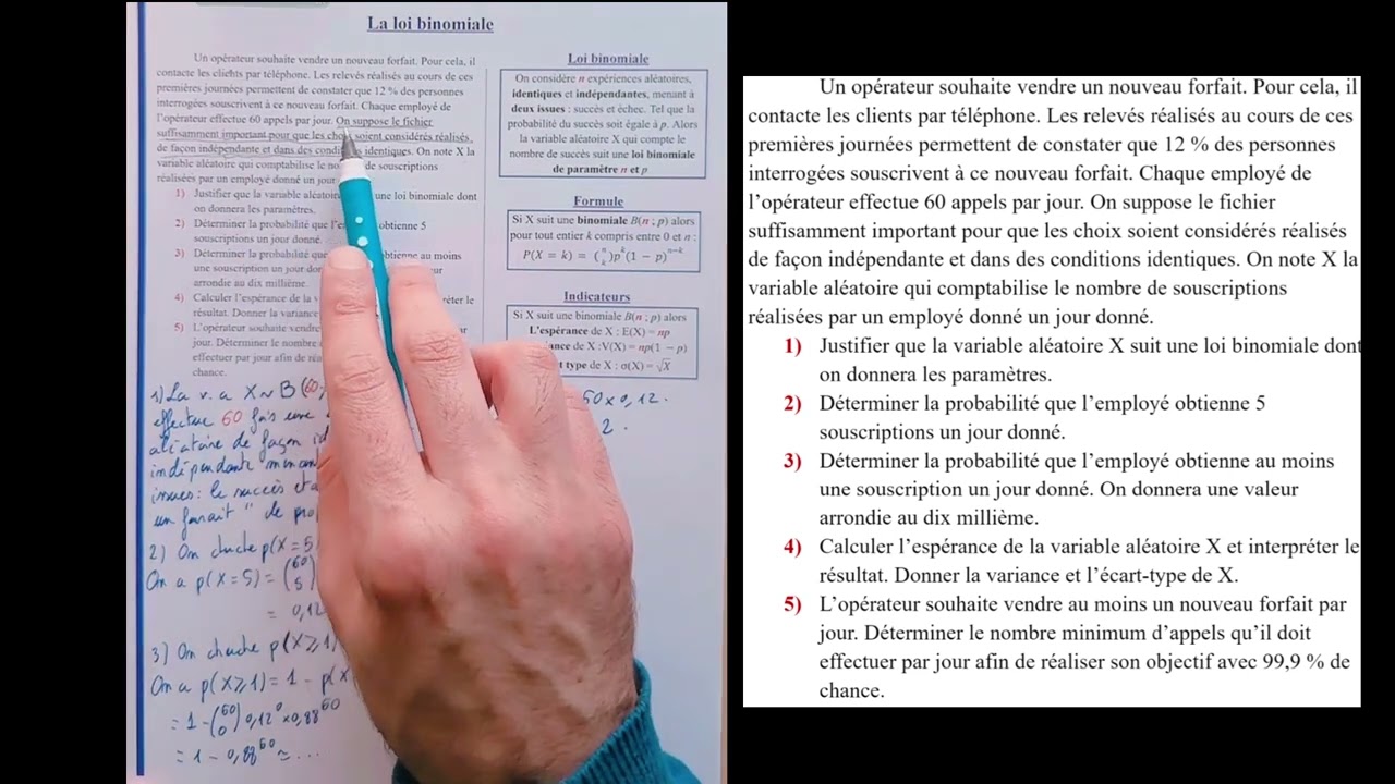 Questions types bac/DST. Loi binomiale