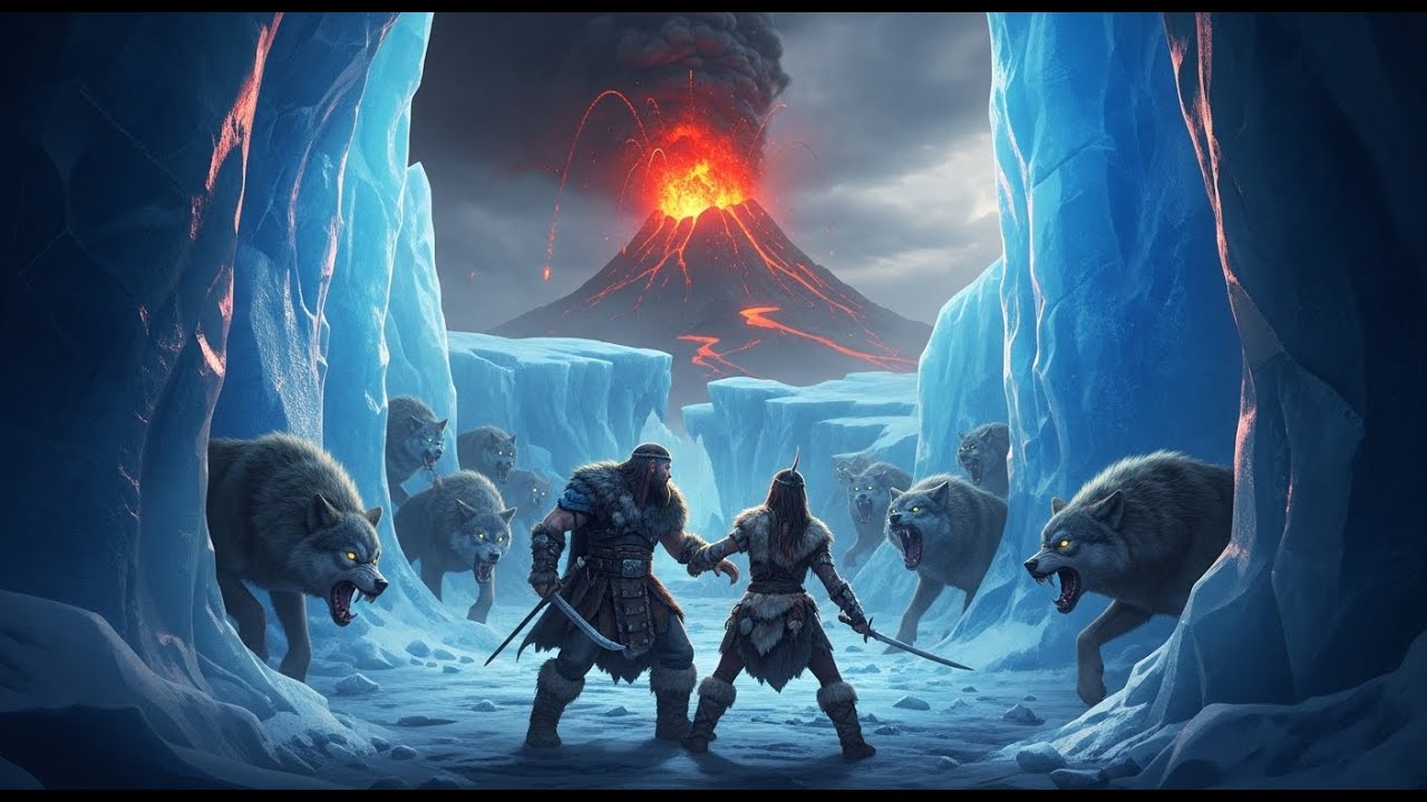 The Land of Giants: Kael Rescues a Female Warrior Amid Savage Wolves and a Prehistoric Volcano