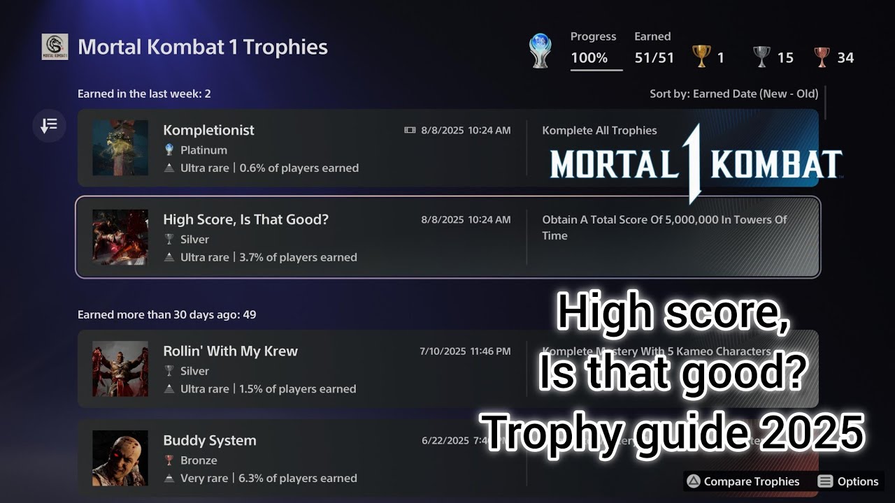 High Score, Is that good? 2025 Trophy Guide | Mortal Kombat 1