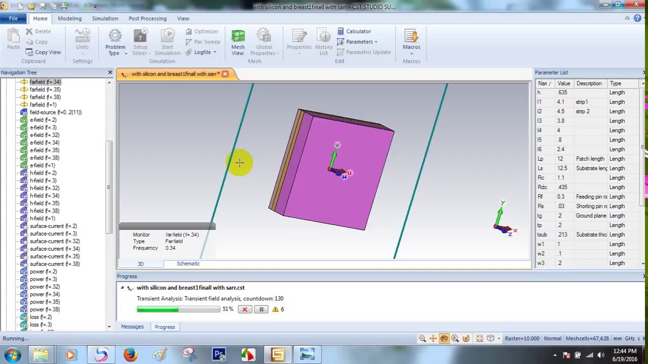 SAR Calclution | Antenna design using CST Studio | Biomedical Application | parameter calculation
