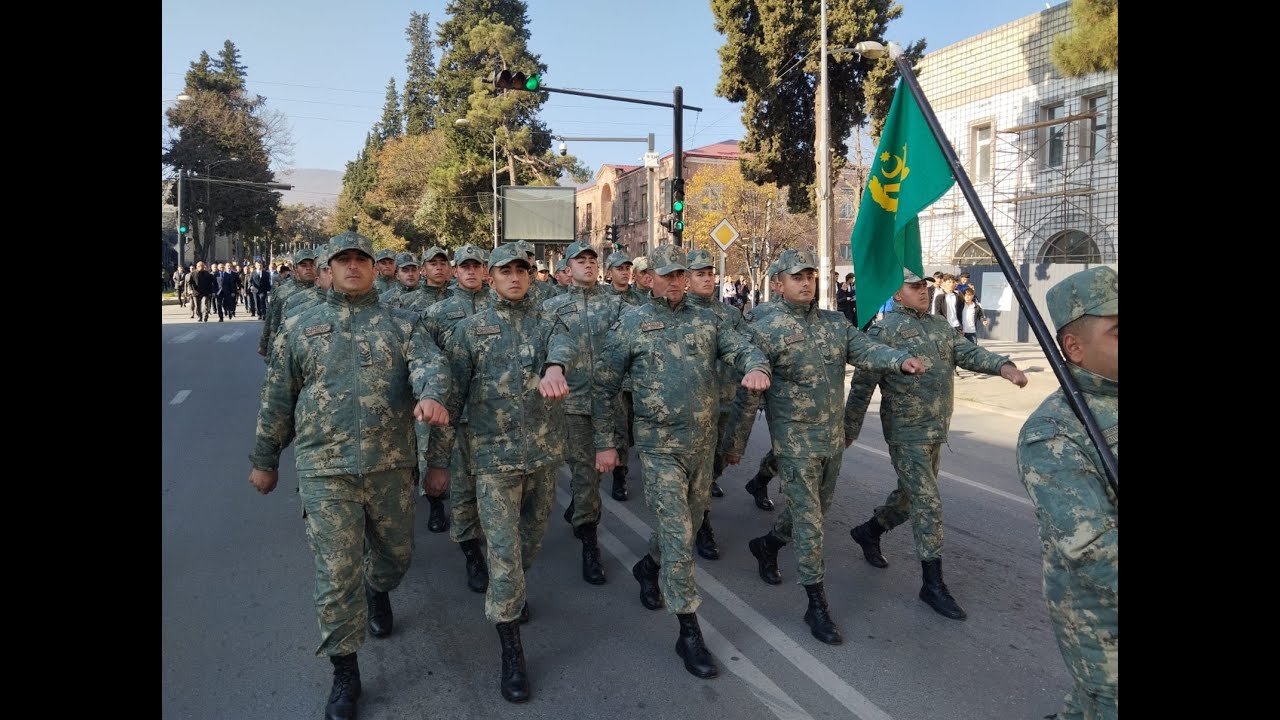 Xankəndi, hərbi&ccedil;ilərin y&uuml;r&uuml;ş&uuml;/ Military parade in Khankendi