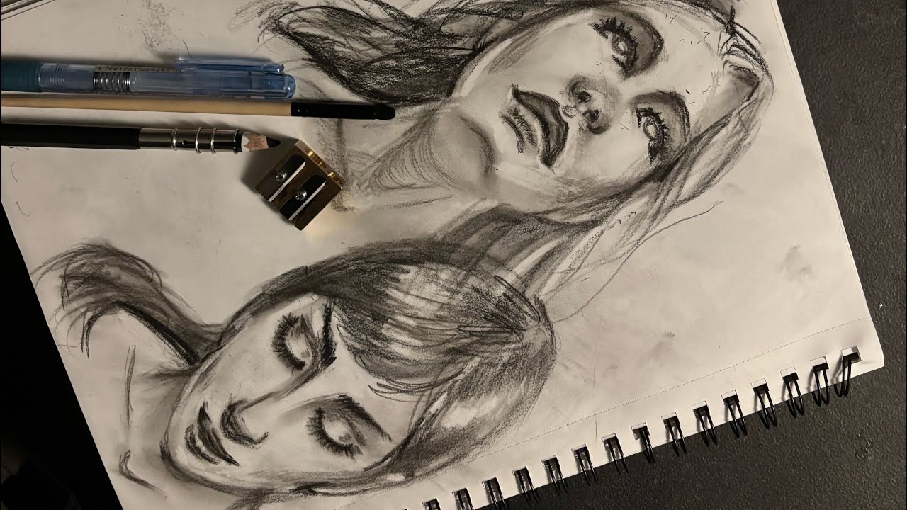 ⭐️ Drawing  PORTRAITS //upward and downward perspective angles ONLY 2 guidelines!! 👍😉￼ ￼￼￼