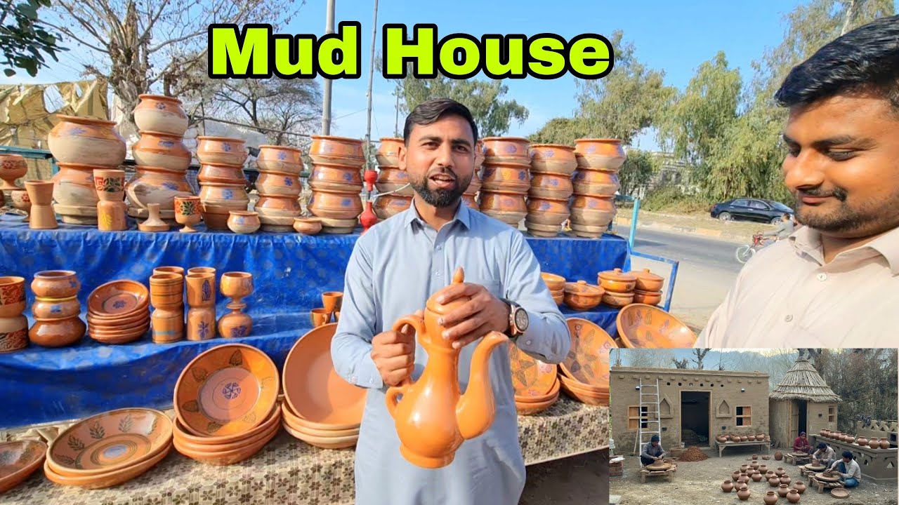Where did we go to get pottery for the mud house🛖/مڈ ہاؤس کے لیے مٹی کے برتن بھی آگئے