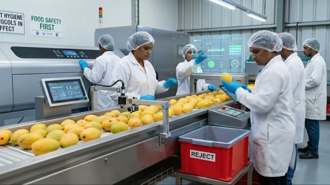 Inside a Mango Complete Processing Factory | A Mind-Blowing Fully Automated Production Process 🍋