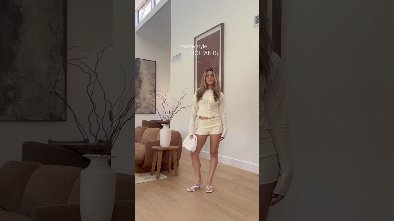 Hotpants outfit idea, outfit ideas summer, spring 2025 outfits, hotpants shorts outfit