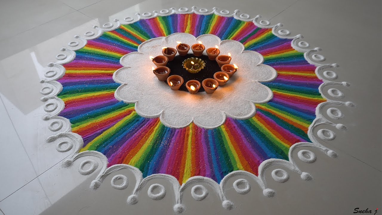 How to make easy & simple beautiful/unique rangoli designs Ep.20