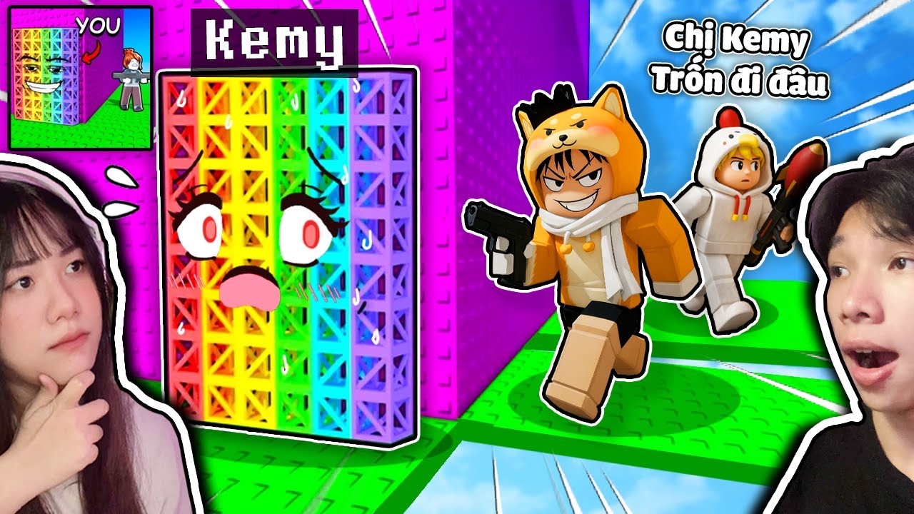 TROLL Leo Tháp Biến Hình Trốn Tìm Cùng Sinh Tố Team 😶 Ngáo Và Kemy Parkour Morph Tower Roblox 🤣