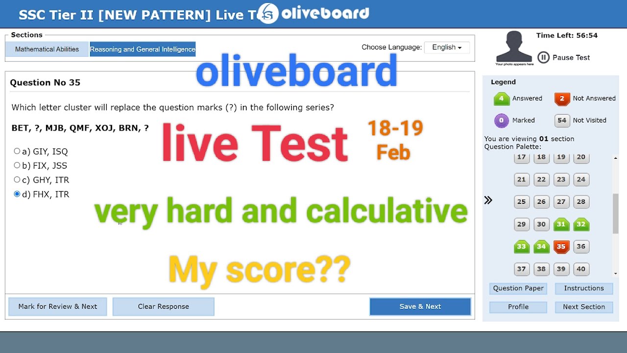 OLIVEBOARD Live Test | 18-19 Feb | My score #ssc #cgl #mains