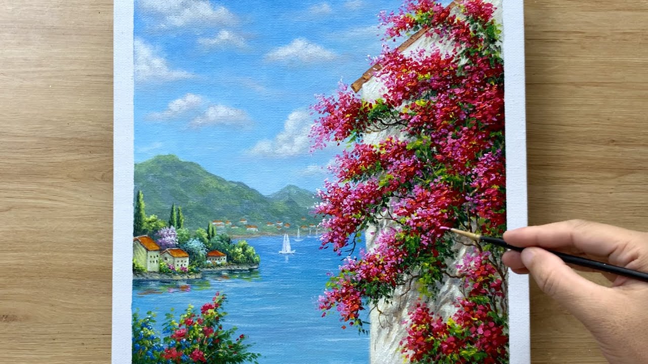 Daily Art #007 / Acrylic / Mediterranean Seascape Arcrylic Painting