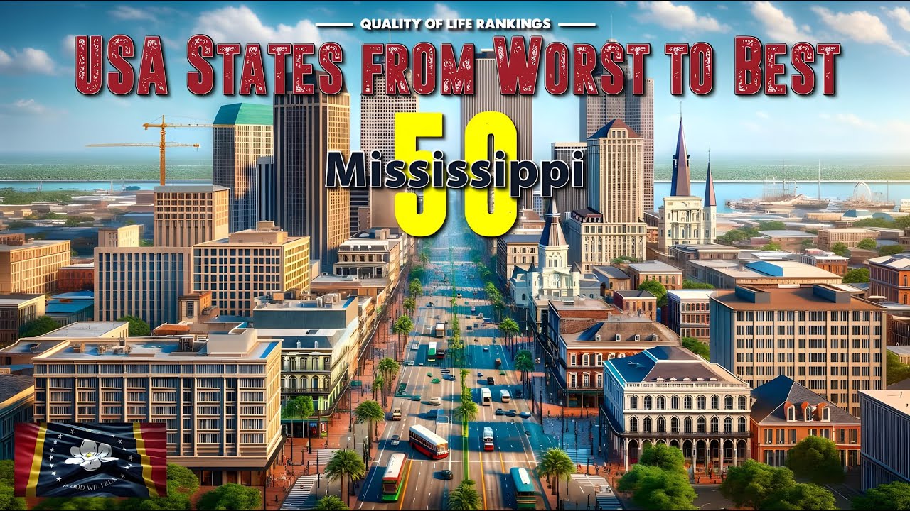 Quality of Life Rankings: USA States from Worst to Best #50 Mississippi