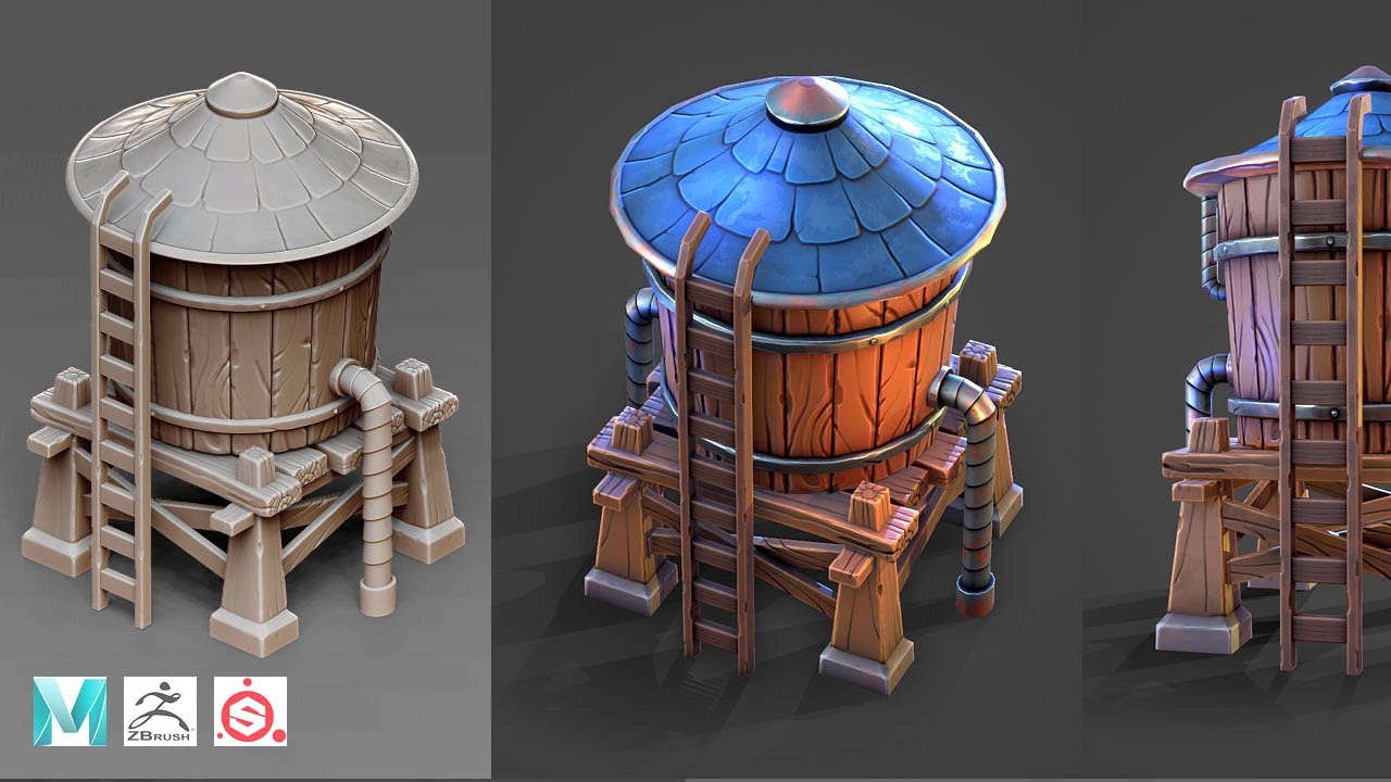 Autodesk Maya 2020, Zbrush 2020, Substance Painter - Stylized Water Tower