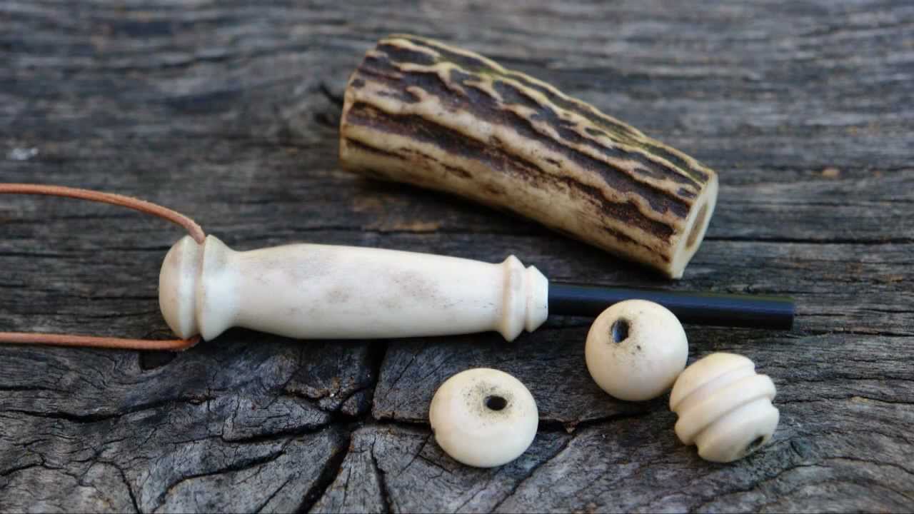 firesteel with antler handle - Schwedischer Feuerstahl mit Sambarhirsch Geweihgriff (woodturning)