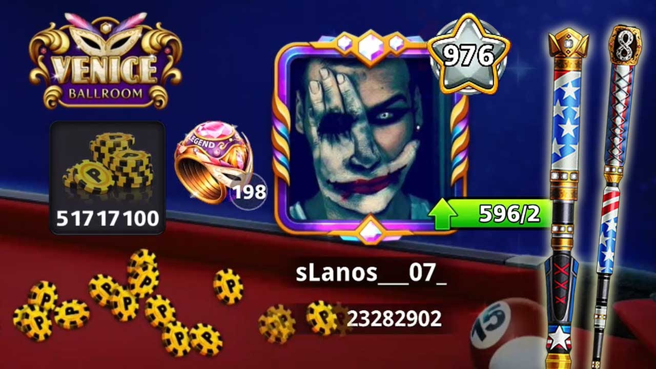 8 ball pool Level 976 Venice Rings 198 🙀 Cage Match Cue 596 Piece Level Max