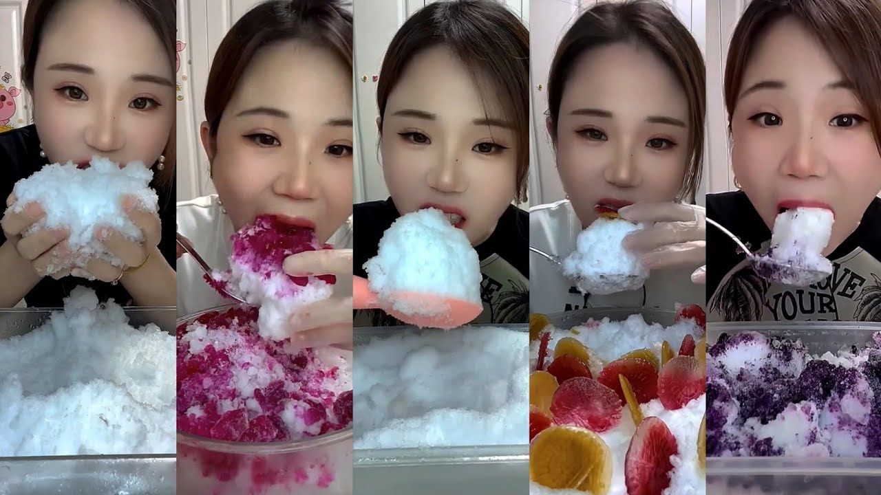ASMR her squeaky white mixed ice eating only bites