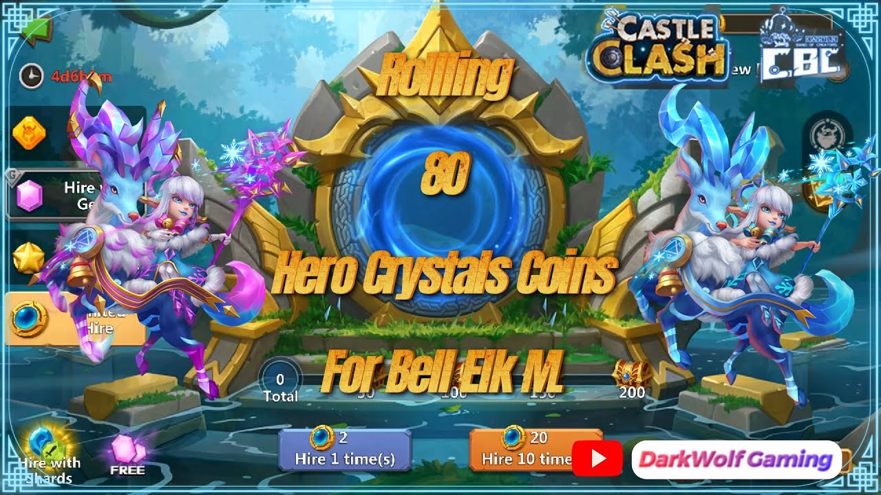 💸Castle Clash | Rolling 80 Hero Crystal Coins For Bell Elk Maiden💸