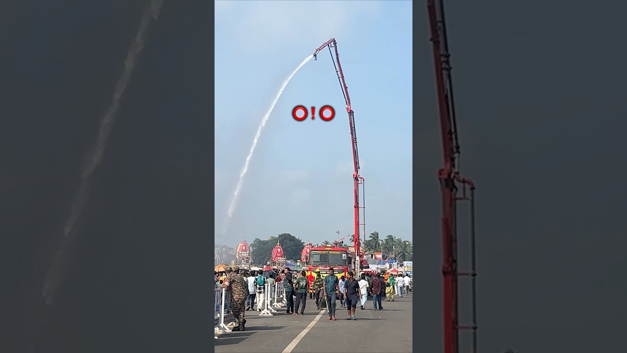 2026 पुरी के जगन्नाथ जी रथयात्रा में भीसड़ गर्मी के लिए लगे हाइड्रोलिक क्रेन #shorts #jagannath