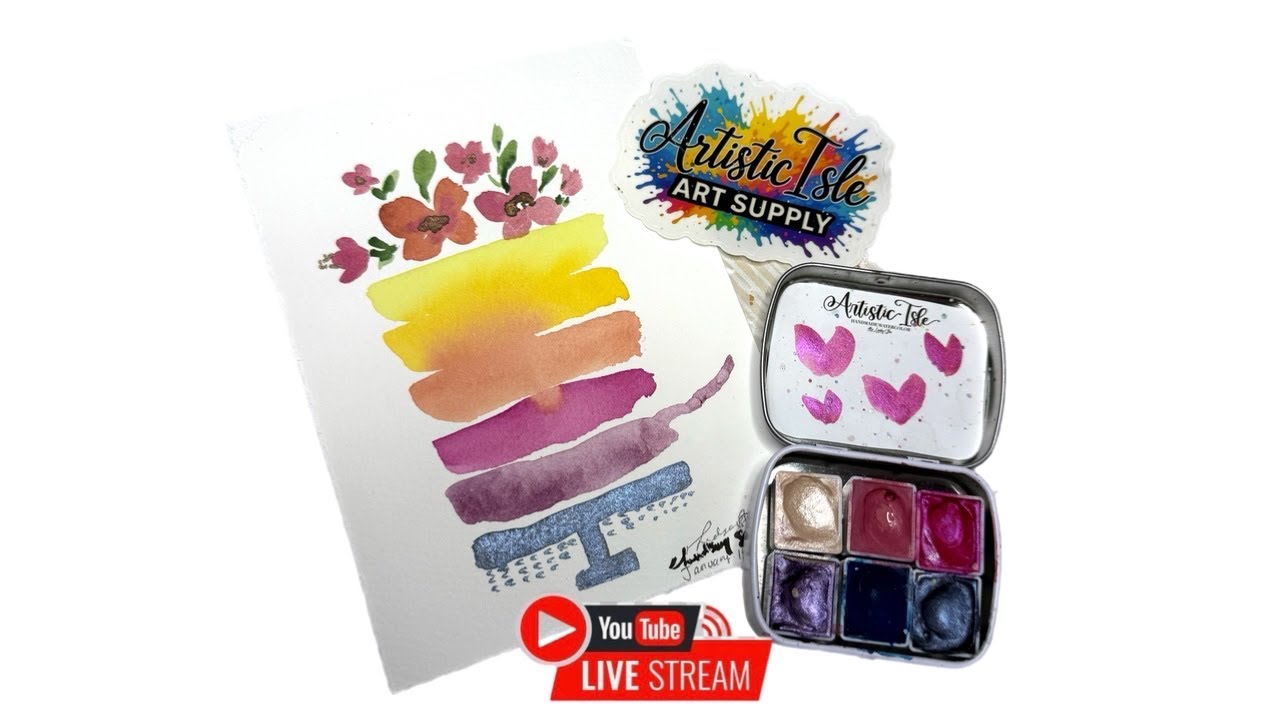 Easy watercolor cake. Artistic Isle live!
