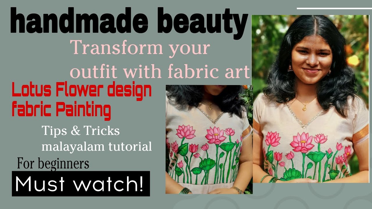 LOTUS FLOWER Fabric Painting Tips for beginners in malayalam #trending