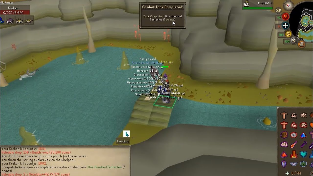 Ten Tacles Kraken Task | One Hundred Tentacles Kraken Master Combat Achievement OSRS